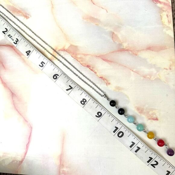 Long beaded chakra pendant necklace - Picture 3 of 12